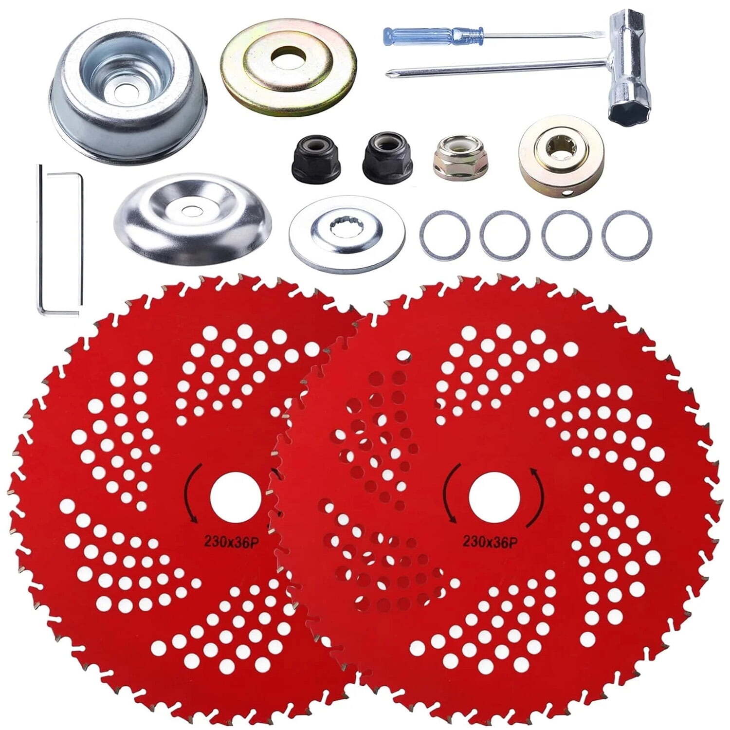 2 Pack 9" Carbide Brush Cutter Blades 36T with Universal Adapter for Trimmers