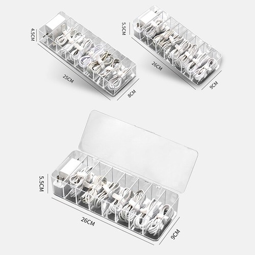 Clear Acrylic Charge Cable Organizer Box Data Cable Management USB Cord Case - Picture 4 of 28