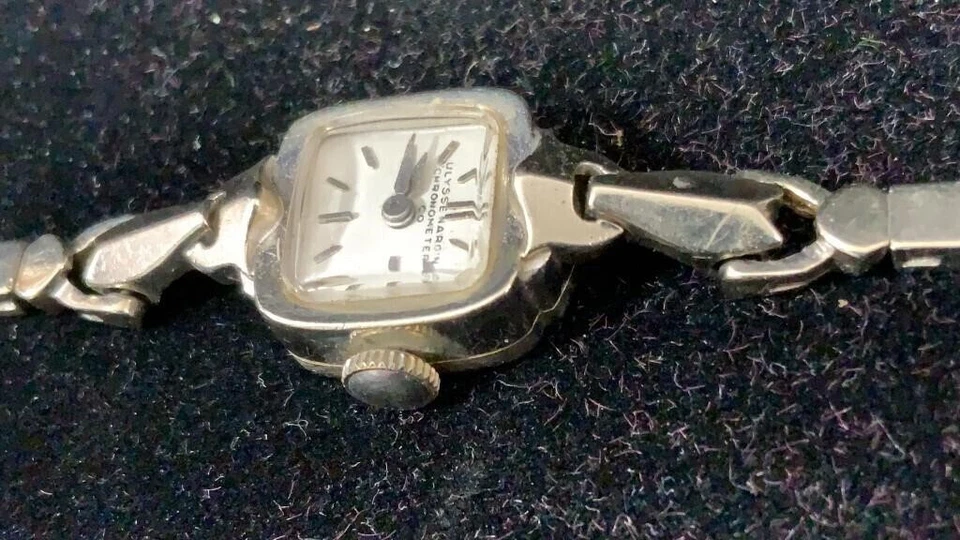 Винтажный 14K белое золото чехол и браслет женщины Ulysse Nardine 17 ювелирных изделий ветра часы - Изображение 4 из 4