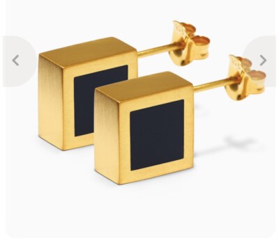 Ming Yu Wang 18K Gold Ohrringe & schwarzer Onyx Handwerker Promi Besitz RP $725 SELTEN