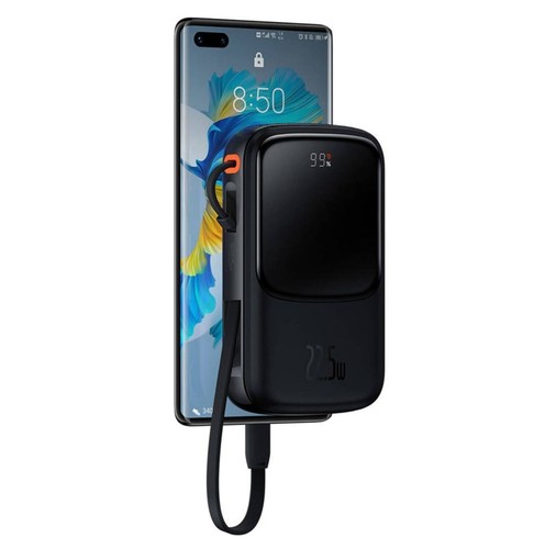 Baseus Qpow Digital Display Power Bank 10000mAh 22.5W Built-in Type-C Cable - Bl - Picture 3 of 9
