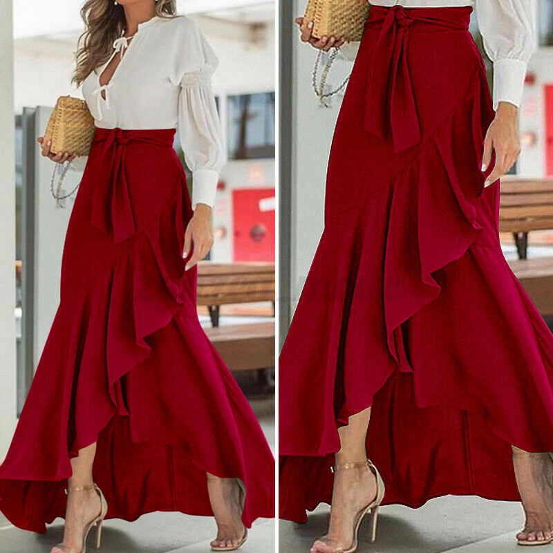 Multi color high waisted maxi skirt cheap