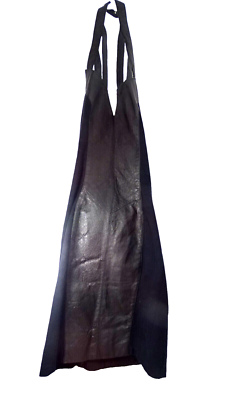 designer black leather dress Black Faux Leather Spaghetti Strap Gold Chain Lace Up Double Slit Dress main image 1