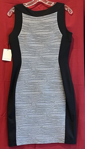 Calvin Klein dress Black/Gray Waves Career Sleeveless Size 6 NWT Bodycon Style - Picture 4 of 11
