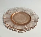 3 Light Pink Depression Glass Small Plates 6.5" w/ Etched Design
