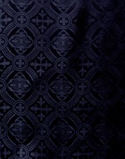DARK NAVY BLUE LITURGICAL CROSS BROCADE FABRIC 60 in. Sold By The Yard