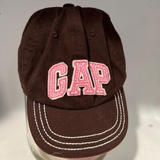 Baby Gap Baseball Cap. Girl. sz M/L Brown Pink Cotton. elastic In back