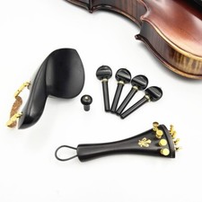 1Set Violin Parts4/4,Ebony wood peg chinrest tailpiece Endpin Violin Accessories