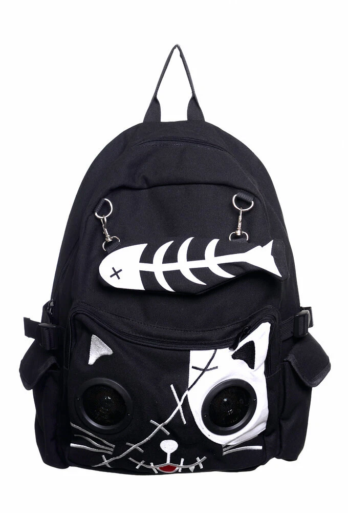 Banned Apparel Kitty Cat Fishbone Speaker Cute Cotton Canvas