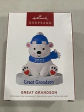 2022 Hallmark Keepsake Great Grandson Christmas Tree Polar Bear Ornament NEW