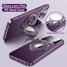 For iPhone 15 Magnetic Ring Stand Lens Glass MagSafe Case Screen Protector
