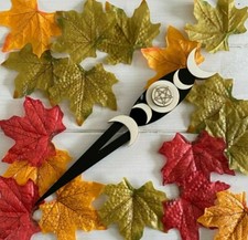 Handmade Ritual Athame with Black Blade and Triple Moon ~ Altar ~ Pagan ~ Wicca