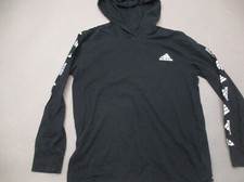 ADIDAS Size S 8 Boys Black 100 Cotton Lightweight Loose Athletic Hoodie 716