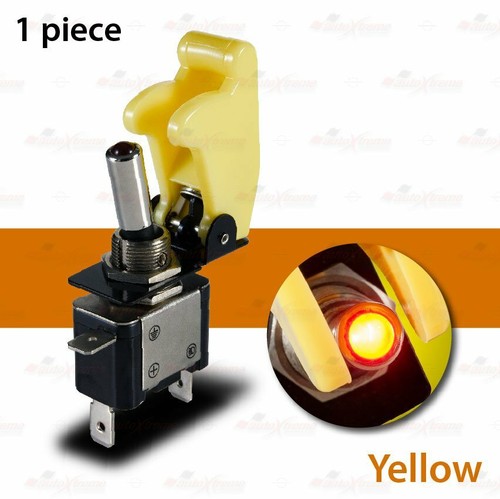 12V 20A SPST Toggle Switch ON/OFF LED TRANSPARENT / SOLID Aircraft Spring Covers - Picture 10 of 14