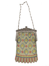 Vintage Whiting  Davis Mesh Purse Art Deco Evening Bag Silver Pre-Owned