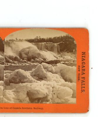 Ice Bridge & American Fall Niagara Falls George Barker Stereoview