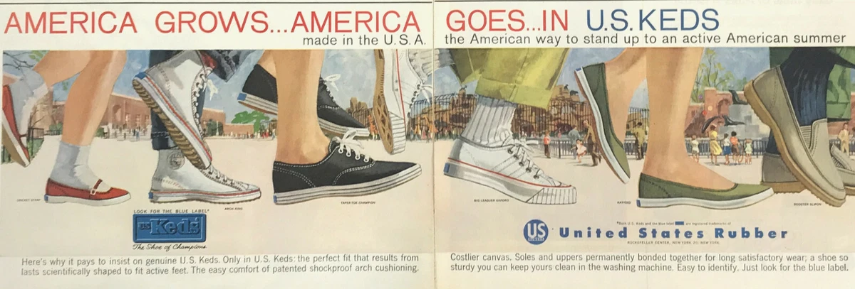 Keds Shoes Magazine Print Ad Vintage 1960 Sneakers Fashion Kicks Casual 2 Pages