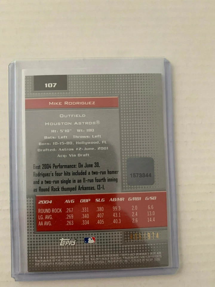 Mike Rodriguez 2005 Bowman's Best Rookie Auto Card #107 Serial #406/974 - Image 2 of 2