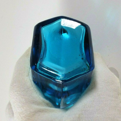 Vintage Bud Vase, Blue Glass Jar Decor, No Lid, No Markings, 3.5" Tall - Picture 5 of 7
