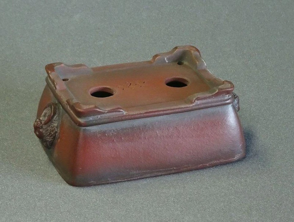 Bonsai pot Tokoname BIGEI Rectangle pot W10.4cm D7.6cm H4.1cm Brown Unglazed - Image 3 of 4