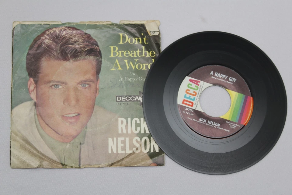 RICKY NELSON A HAPPY GUY / DON'T BREATHE A WORD 45 7" RECORD (31703) - Image 2 of 2