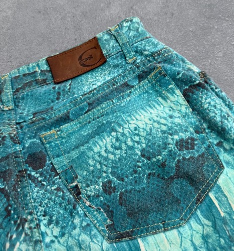 2000's Roberto Cavalli JUST CAVALLI Snakeskin Printed Straight Jeans Blue Sz 30 - Picture 13 of 18