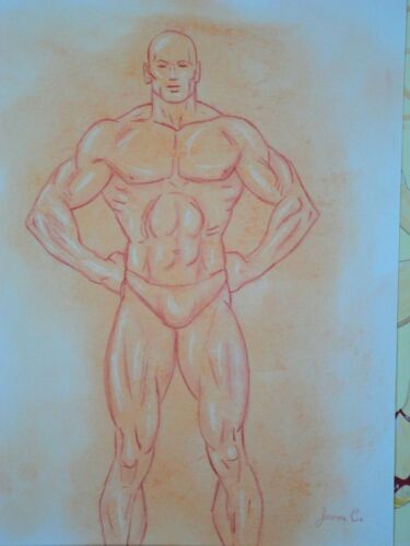 male figure drawing pastel artist Jerome Cadd 11inx14in - Photo 1 sur 2