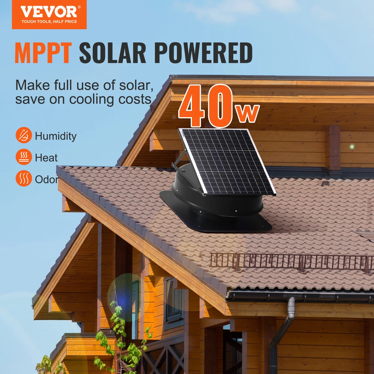 VEVOR Solar Attic Fan Solar Roof Exhaust Fan 40 W 1230 CFM with Remote  Control | eBay