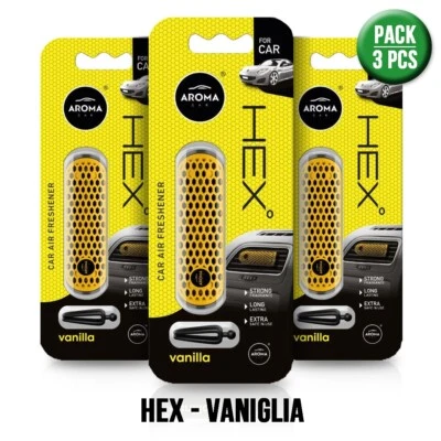 AROMA CAR Deodorante profumo auto bocchetta HEX Vaniglia - Pack 3 pz