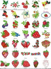 263 BANANAS BERRIES GRAPES EMBROIDERY MACHINE DESIGNS KITCHEN PES USB
