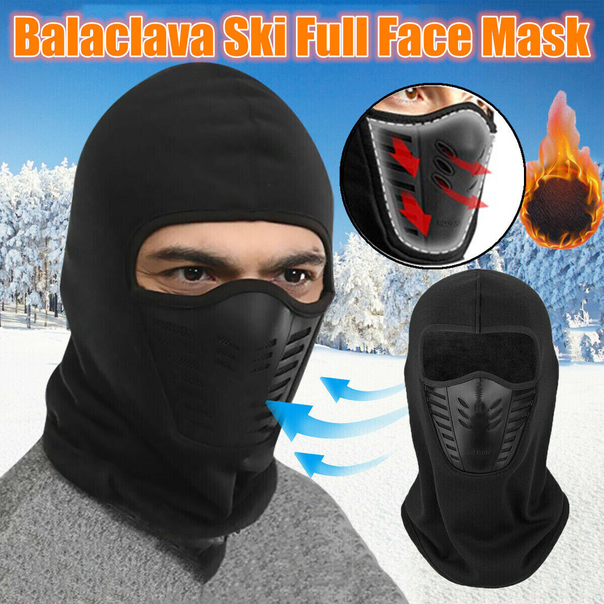 Unisex Winter Balaclava Fleece Lined Windproof Full Face Cover Ski Motorcycle Winter Balaclava Ski Mask Windproof Thermal Fleece Full Face  main image 3