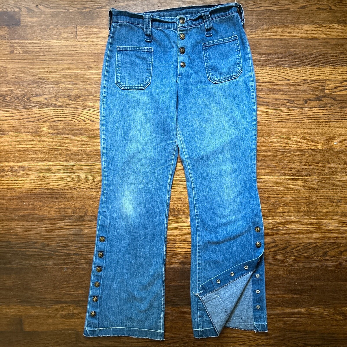 Vintage 70s Wrangler Sportswear Bell Bottom Jeans Flare Button