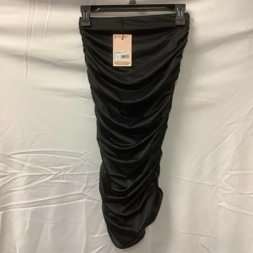 Missguided 女式裙子黑色高腰弹力宽松褶皱 Midaxi 尺码 4 — 第 2/4 张图片