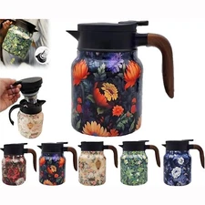 Vintage Floral Tea Pot-Built-In Infuser Stainless Steel Thermal Coffee Tea Pot