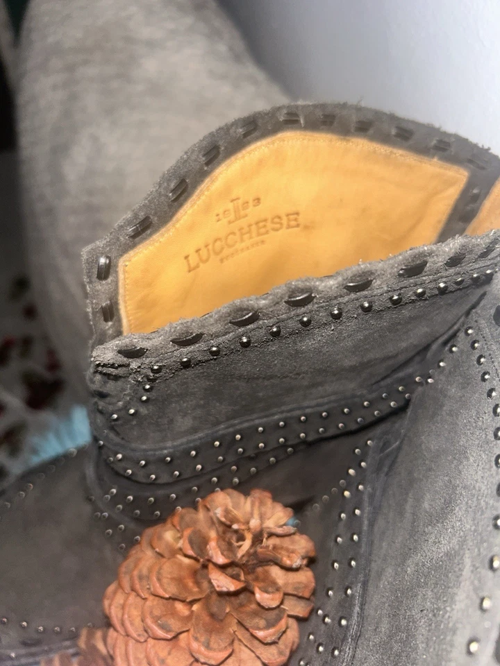 Botas de Vaquero Mujer NUEVAS LUCCHESE Bianca Tachonadas Negras Gamuza Talla 10 Foto 3 de 4