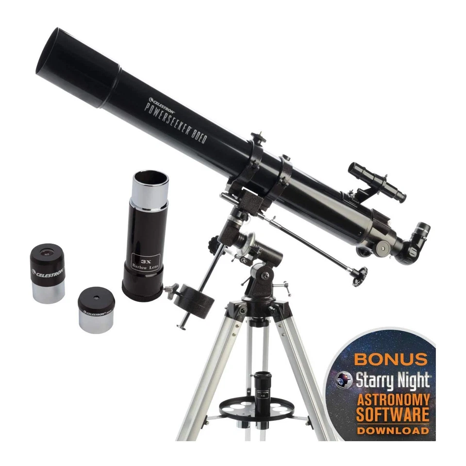 Celestron - PowerSeeker 80EQ Bonus Astronomy Software Package - 80mm Aperture - Image 2 of 4