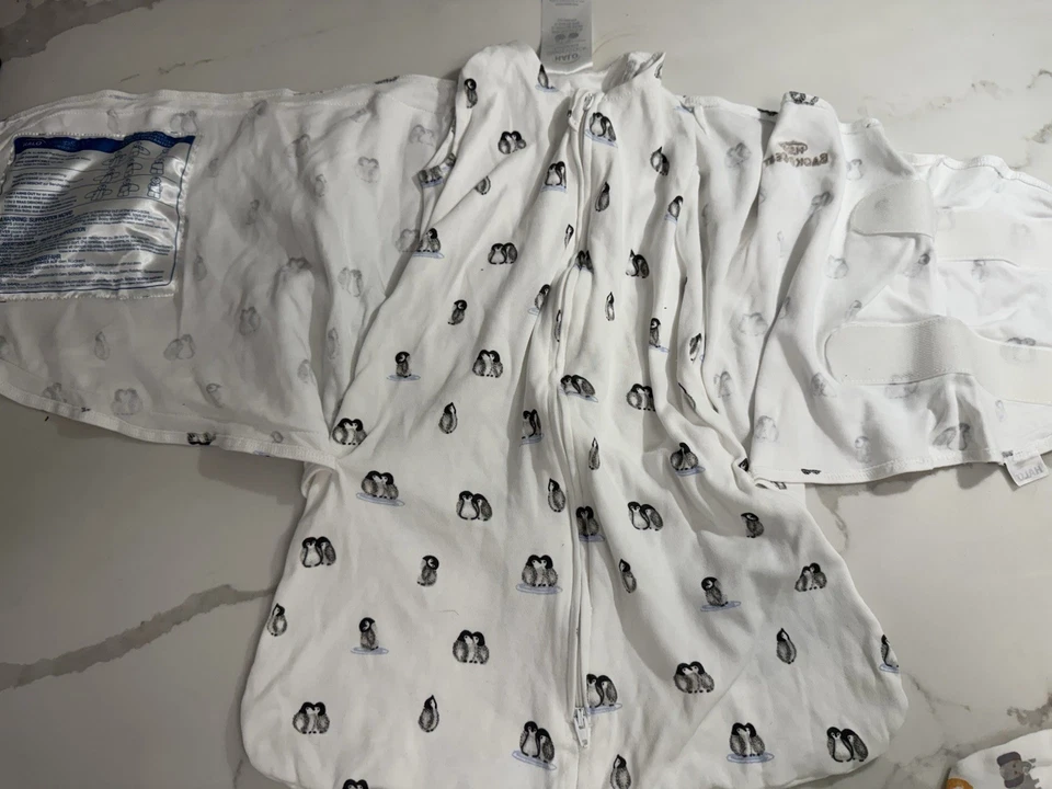 Lote de 2 pañales de saco de dormir Halo recién nacido zoológico animales salvajes pingüinos Foto 3 de 4
