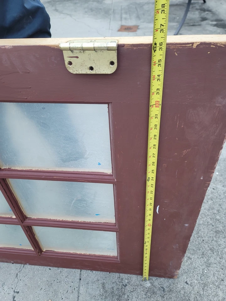 Puerta de madera maciza 96x36 pulgadas con herrajes, panel de cristal, para interior y exterior Foto 2 de 4