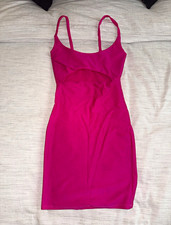 Fashion Nova Women Pink Solid Square Neck Strappy Sleeveless Stretch Mini S