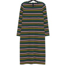 J Crew Striped Sheath Midi Dress Long Sleeve 8 Preppy Classic Minimalist Casual