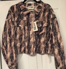 Women  s Jacket Savanna Jane Rhinestone Soft Corduroy SZ: M Partial Open Back NWT