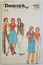 VTG 70s Butterick Pattern 4659 Misses Buttoned Shirt T-Shirt Pants Skirt Sz 8 UC