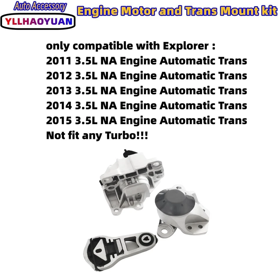 Juego de montaje de motor de 3 piezas para Ford Explorer 2011-2015 3,5 L - Calidad OE Foto 4 de 4