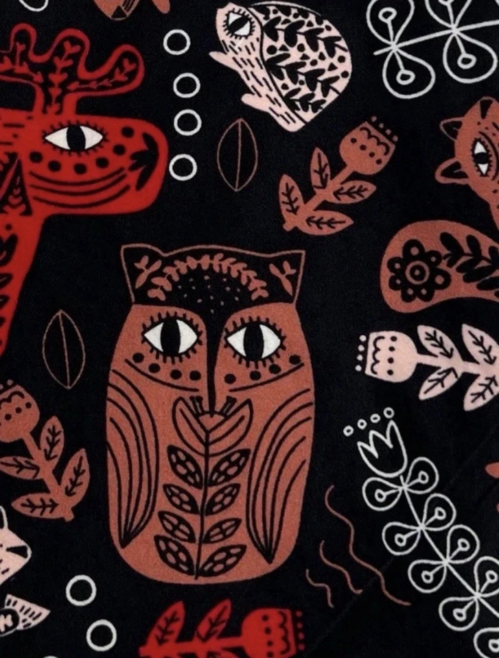 Leggings LuLaRoe OS Talla Única Difícil de Encontrar NEGRO ROJO Animal Conejo BÚHO ALCE Bosque Tribal Foto 2 de 4