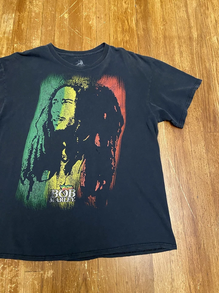 Vintage Y2K Zion Rootswear Bob Marley Reggae Weed Music Black Graphic T-Shirt XL - Image 4 of 4