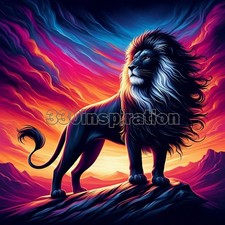 Photo Digital Product Wallpaper Background Picture For a Print Lion Sunset #A595