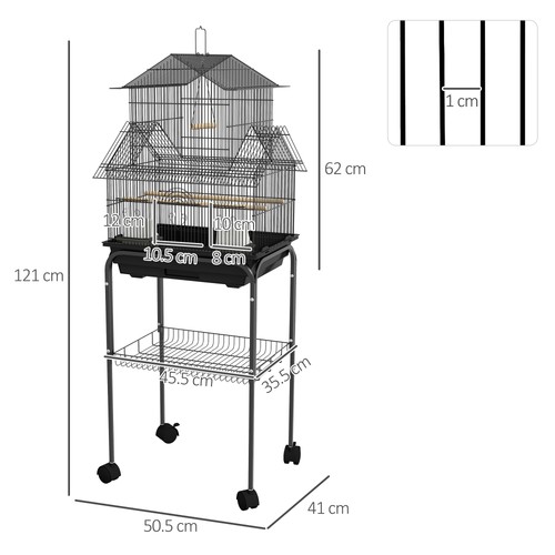 PawHut Metal Bird Cage w/ Perch, Food Container, Handle, for Finch, Refurbished - Afbeelding 2 van 55