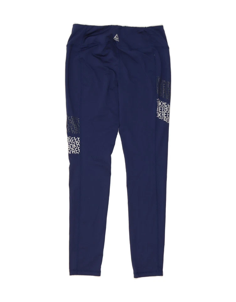 Leggings gráficos para mujer REEBOK Reino Unido 14 medianos azul marino poliéster DD69 Foto 2 de 3