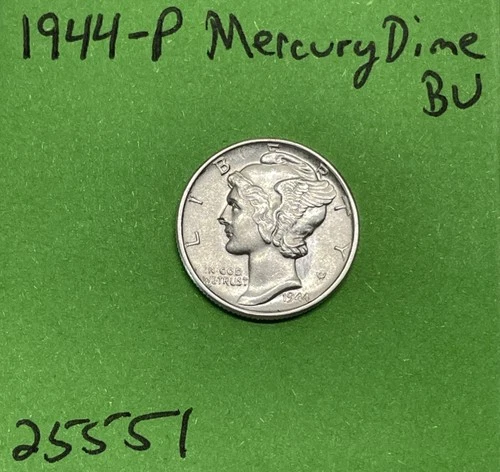 1944-P Mercury Dime 10c BU Uncirculated Coin  90% Silver