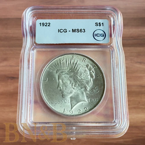 1922 Peace Dollar – ICG MS63 • Bright Cartwheel Luster • Early High-Grade Ex